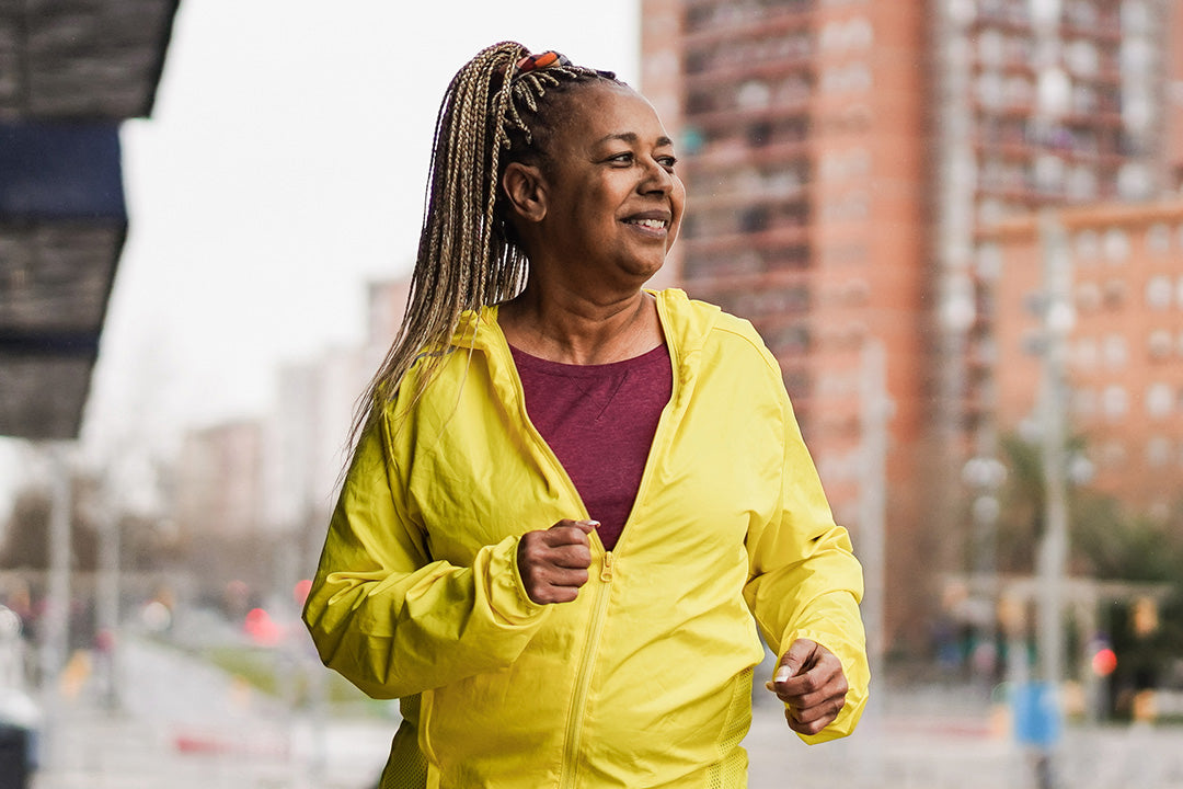 woman in menopause takes daily walks to help improve her symptoms of menopause and diabetes type 2