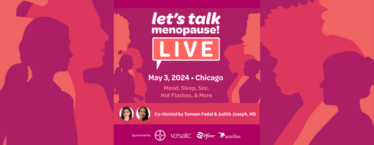 Versalie sponsored this year’s Let’s Talk Menopause Menoposium. This is the banner featuring information about the event and sponsorships