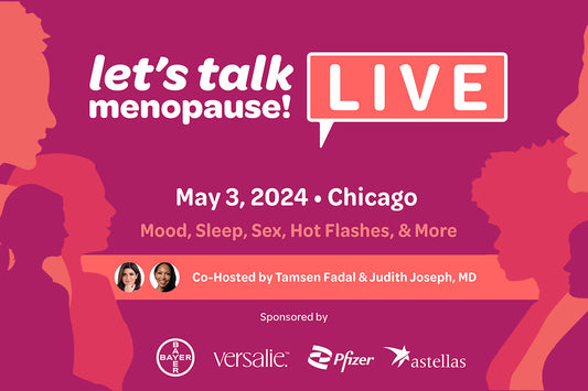 Versalie sponsored this year’s Let’s Talk Menopause Menoposium. This is the banner featuring information about the event and sponsorships