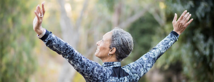 woman in menopause feeling better after finding curated menopause supplements from Versalie