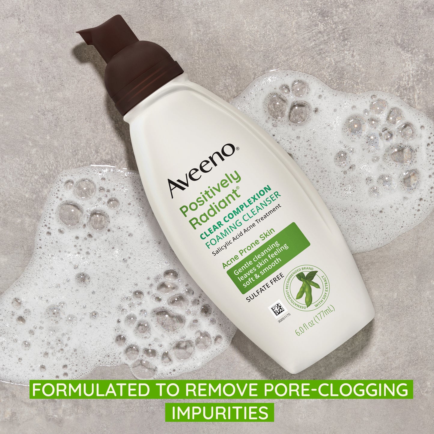 Aveeno Positively Radiant Clear Complexion Foaming Cleanser is formulated to remove pore-clogging impurities.