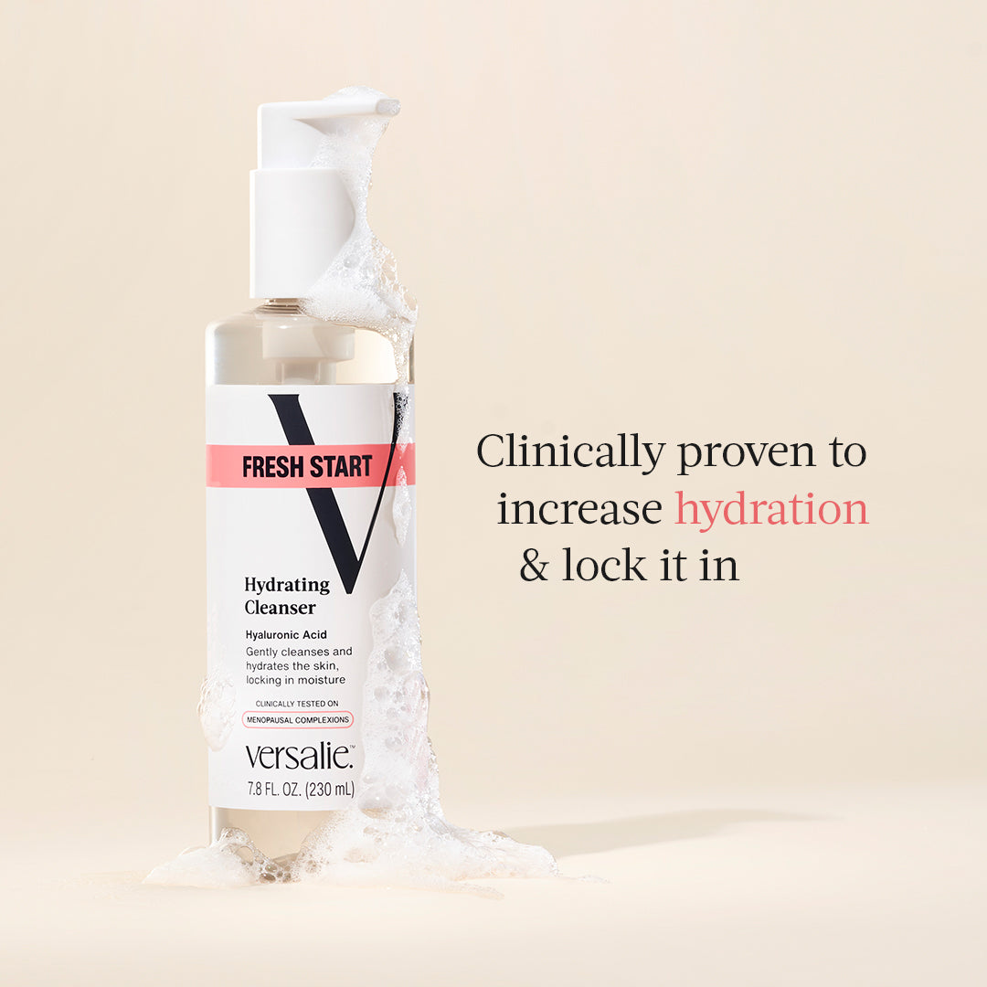 Hyaluronic acid facial cleanser for aging skin clinically proven to increase hydration & lock it in