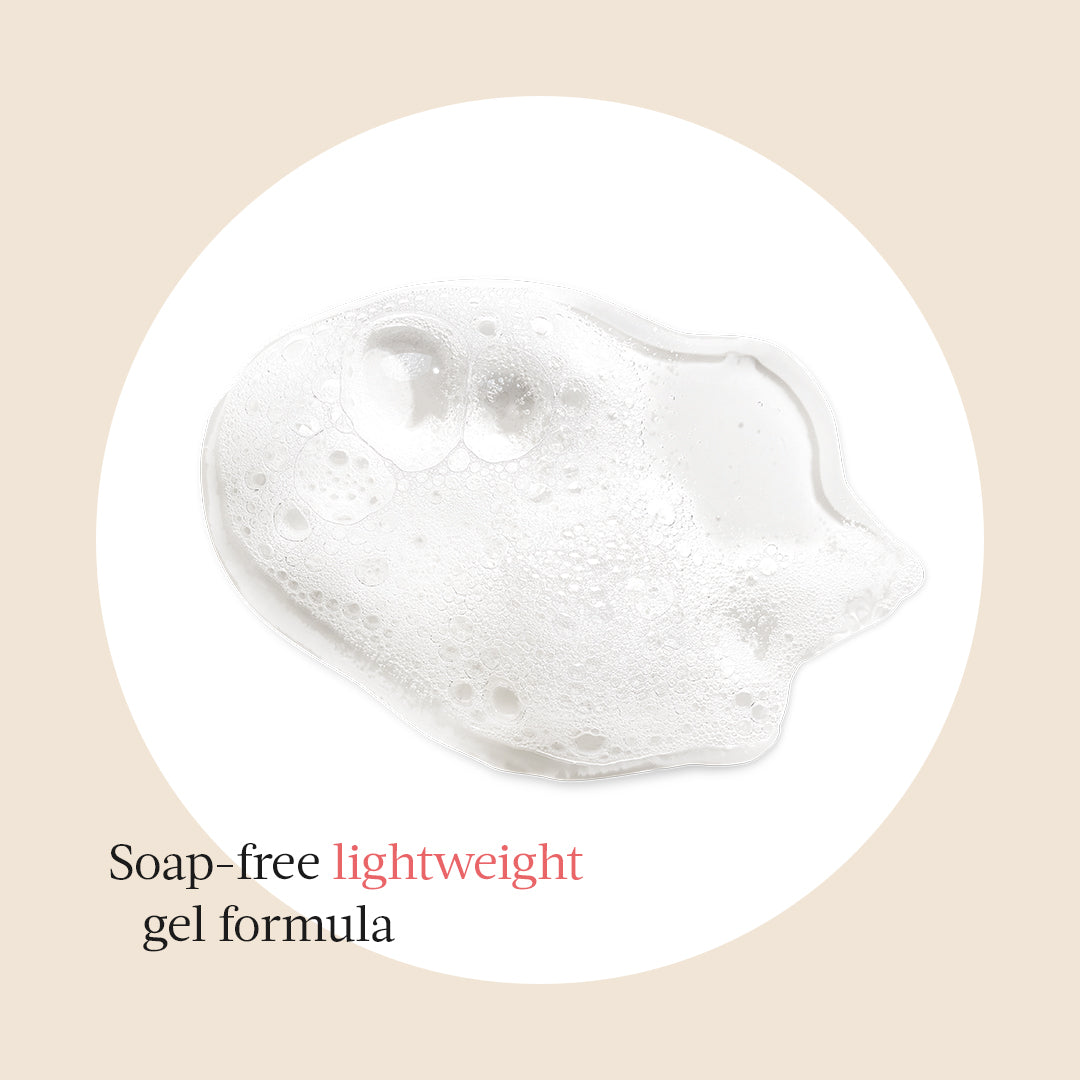 A dollop of the soap-free, lightweight gel cleanser formula that transforms into a foaming lather