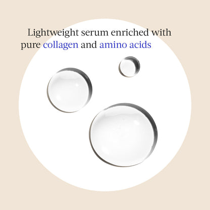 Drops of lightweight face serum enriched with pure collagen & amino acids to help firm mature skin