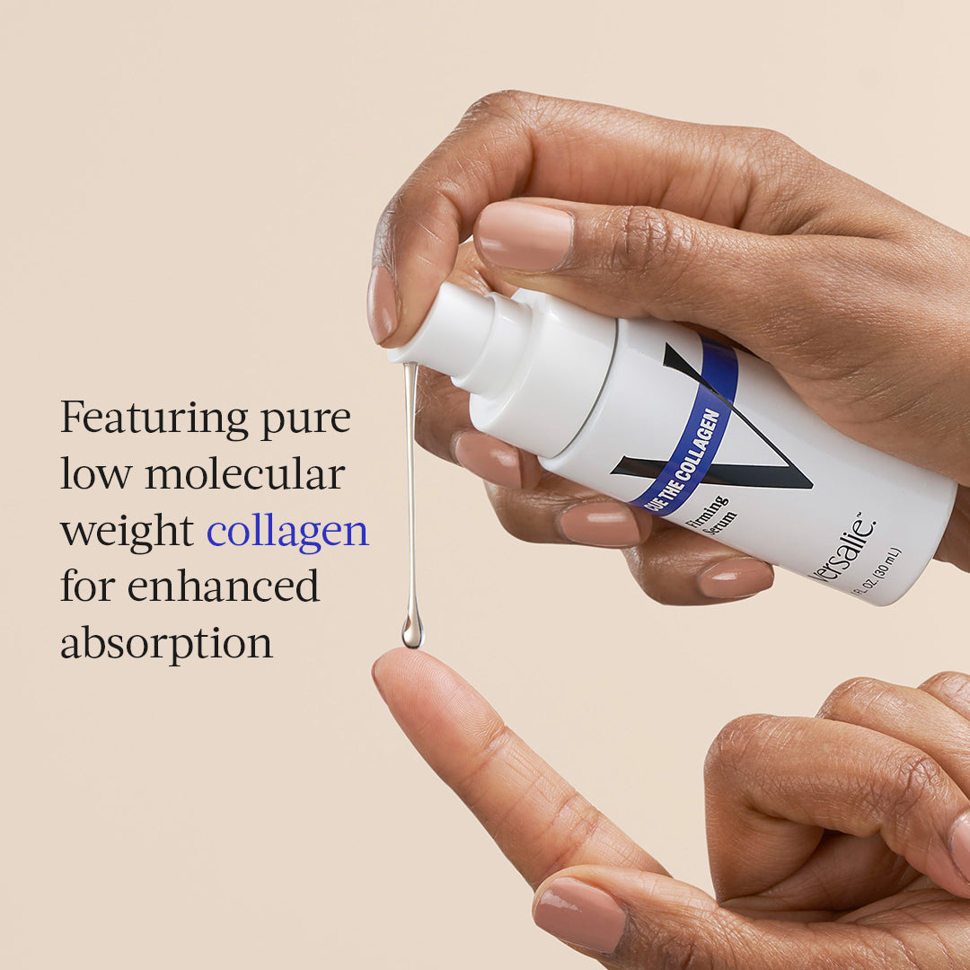 Person dispensing face serum with pure low molecular weight collagen for enhanced absorption