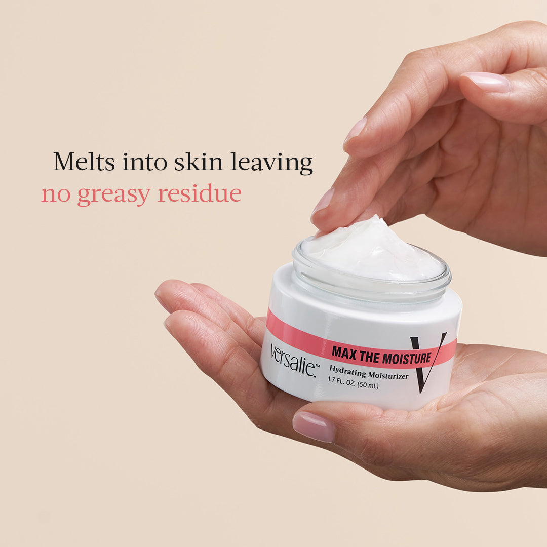 Person using their hands to apply moisturizer that melts into skin & leaves no greasy residue