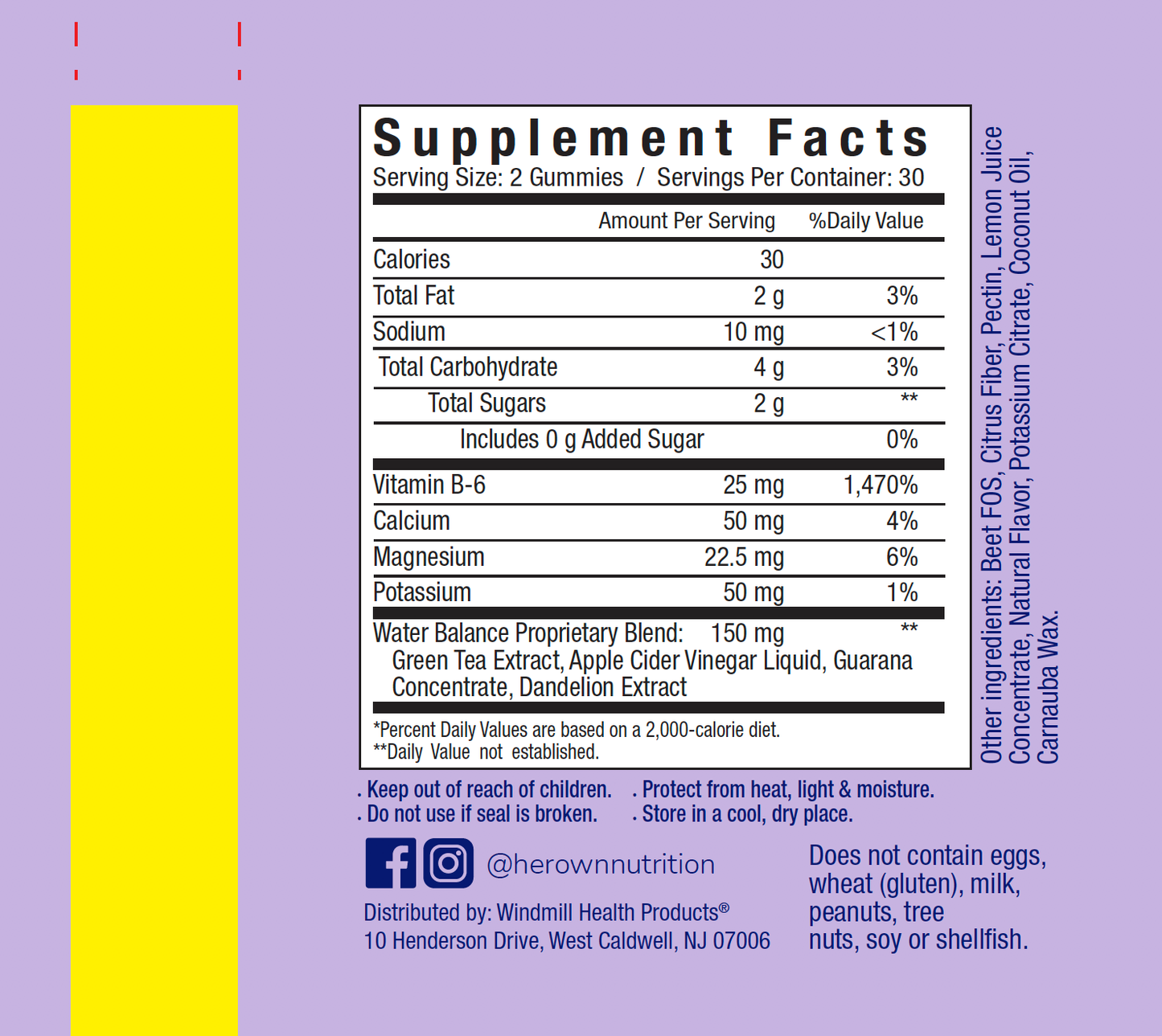 supplement facts label for HER OWN Debloat Slim & Tone gummies