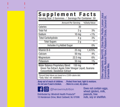 supplement facts label for HER OWN Debloat Slim & Tone gummies