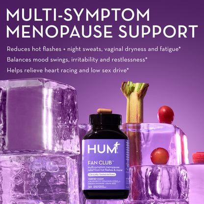 HUM NUTRITION Fan Club capsules, multi-symptom menopause support reduces hot flashes, night sweats, vaginal dryness and fatigue, and more