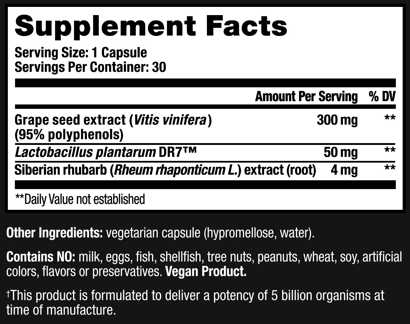 supplement facts label for HUM NUTRITION Fan Club capsules