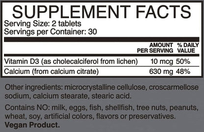 supplement facts label for HUM NUTRITION Got Calcium tablets