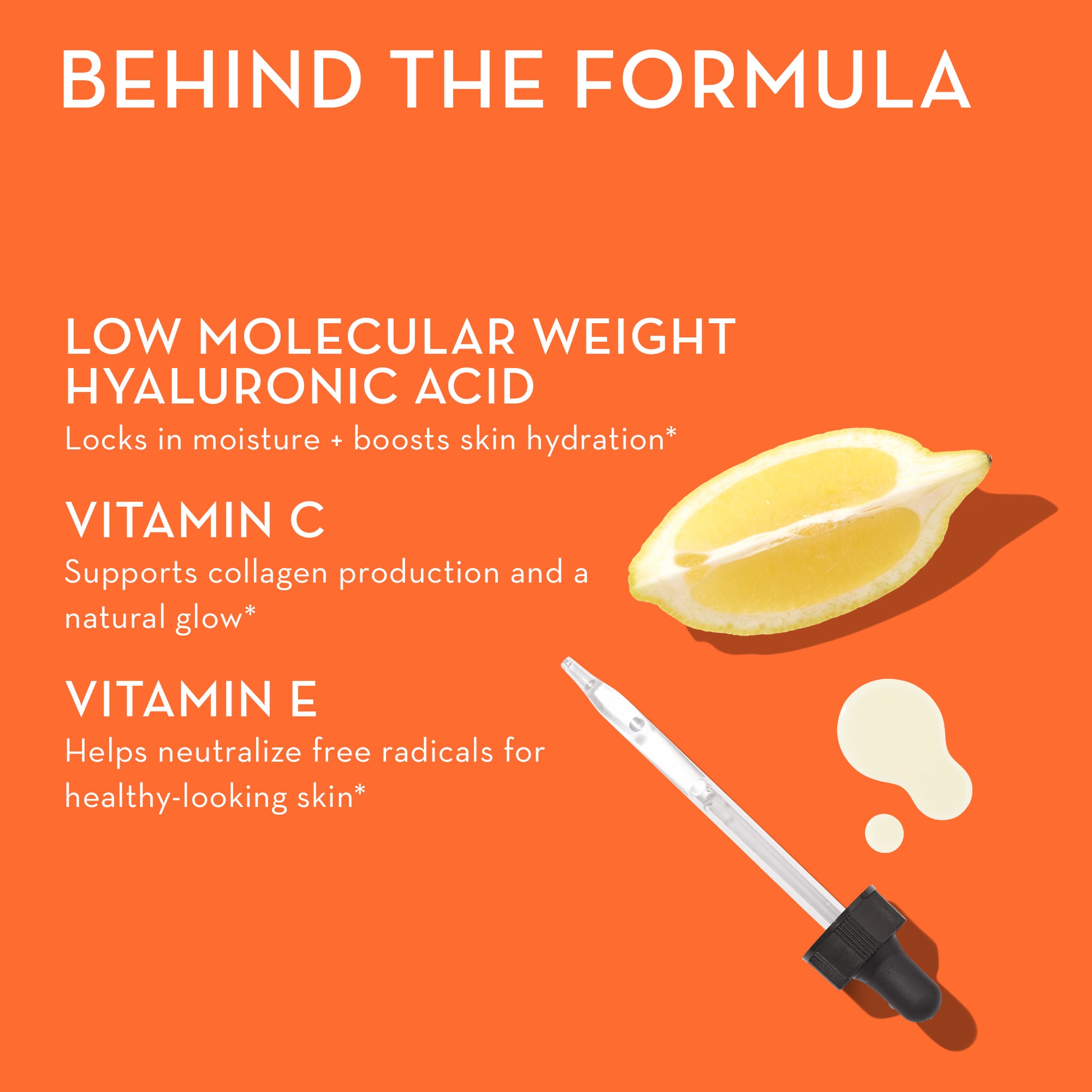 low molecular weight hyaluronic acid, vitamin C, vitamin E in HUM NUTRITION Hyaluronic Glow gummies, behind the formula