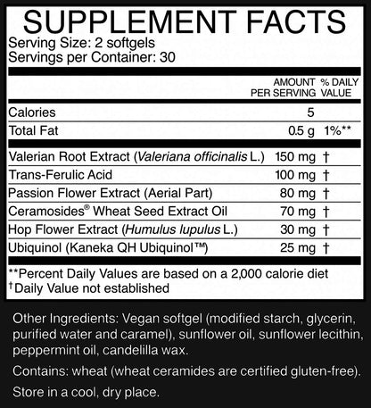 supplement facts label for HUM NUTRITION Mighty Night softgels