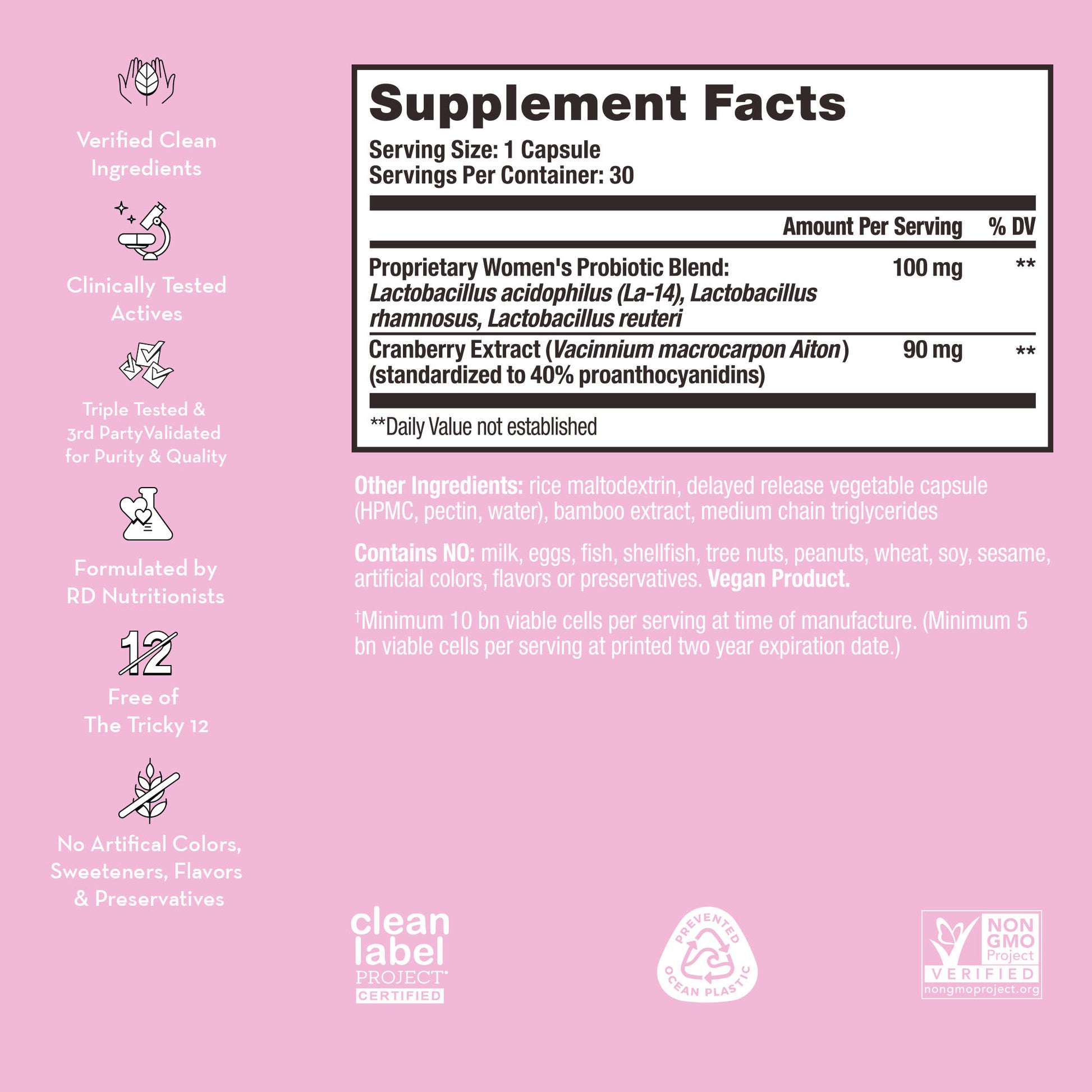 product description and supplement facts label on a bottle of HUM NUTRITION Private Party capsules