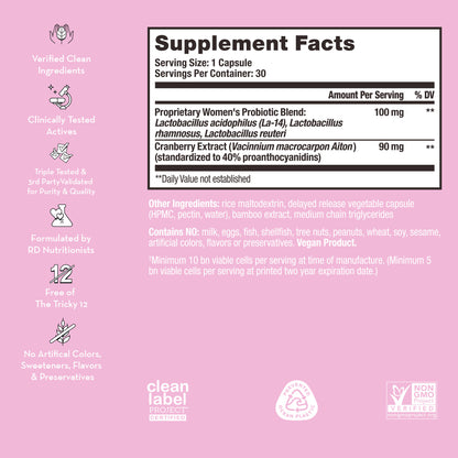 product description and supplement facts label on a bottle of HUM NUTRITION Private Party capsules