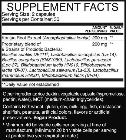 supplement facts label for HUM NUTRITION Skin Squad Pre+Probiotic capsules