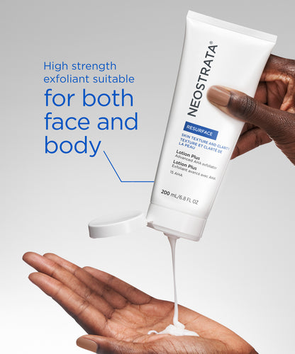 NEOSTRATA Resurface Lotion Plus Advanced AHA Exfoliator, a high strength exfoliant suitable for both face and body