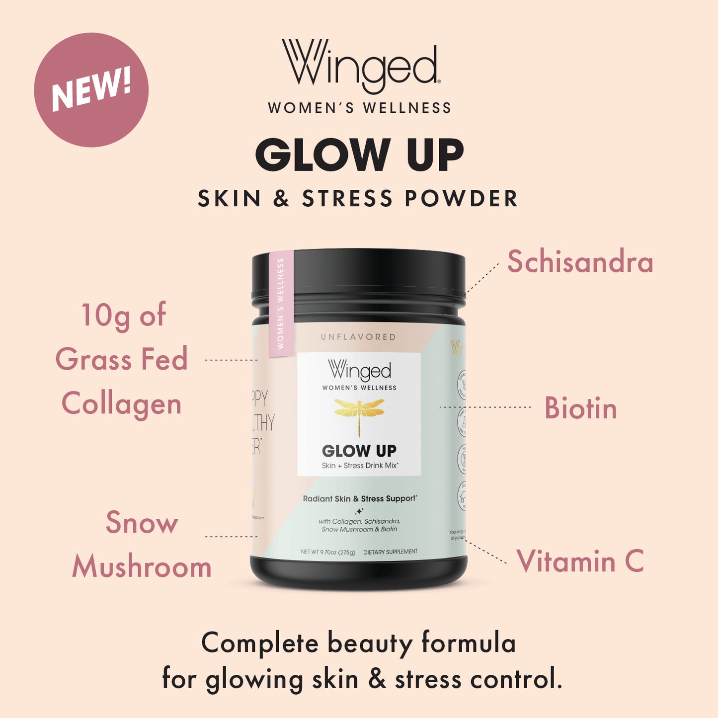 Glow Up Collagen & Stress Drink Mix Powder